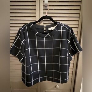 LOFT Black and White Grid Crop Top